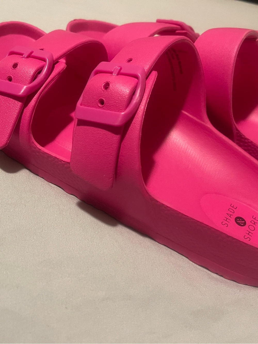 Shade & Shore Neon Pink Double-Buckle Slide Sandals